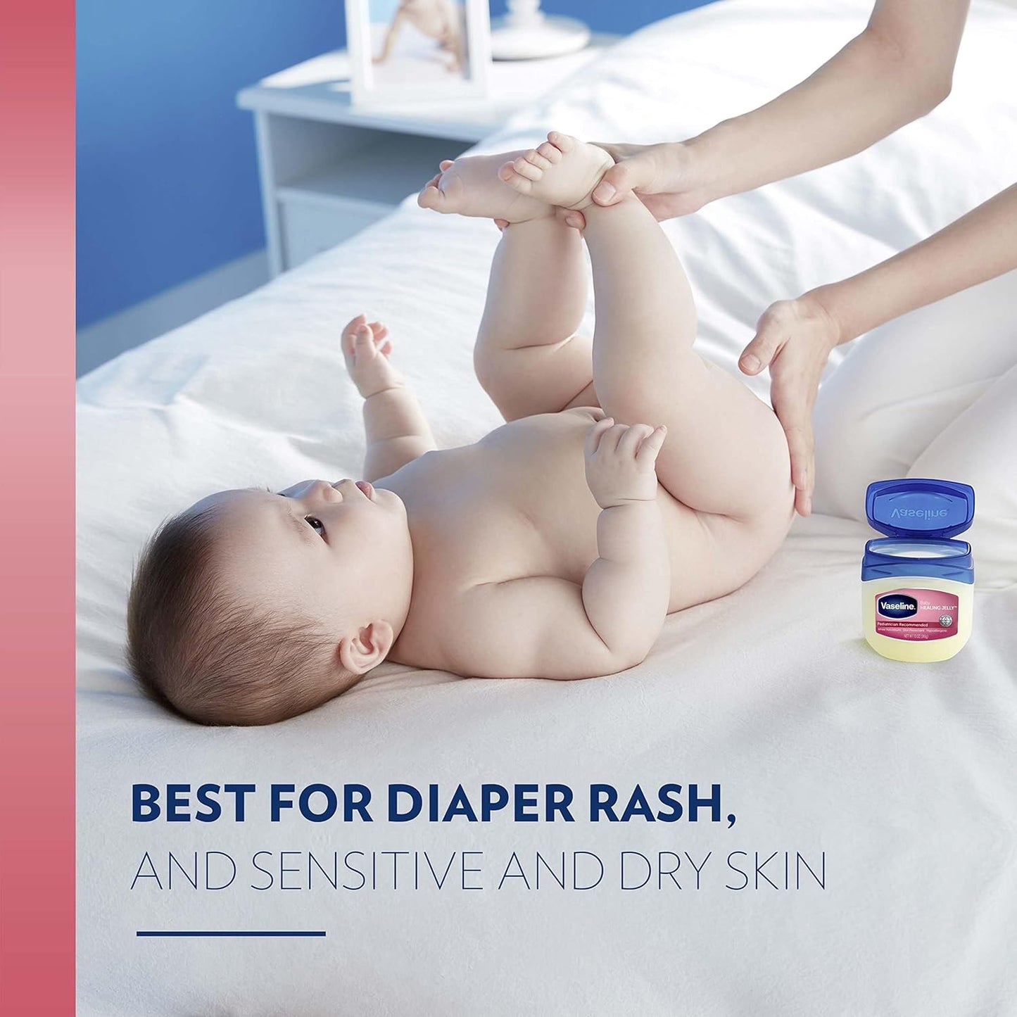 Vaseline Healing Jelly Baby, 2-Pack – Hypoallergenic Moisturizer for Baby Care, Diaper Rash, Sensitive and Dry Skin, Baby Powder Scent, 13 Oz Ea