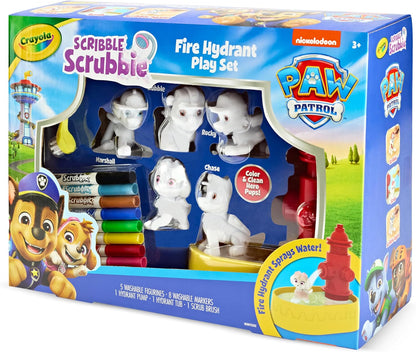 Crayola Scribble Scrubbies PAW Patrol Toy Playset, Washable Coloring Pets & Bath Tub Set with Marshall, Rubble, Rocky & Chase, Gift for Toddlers, Ages 3+
