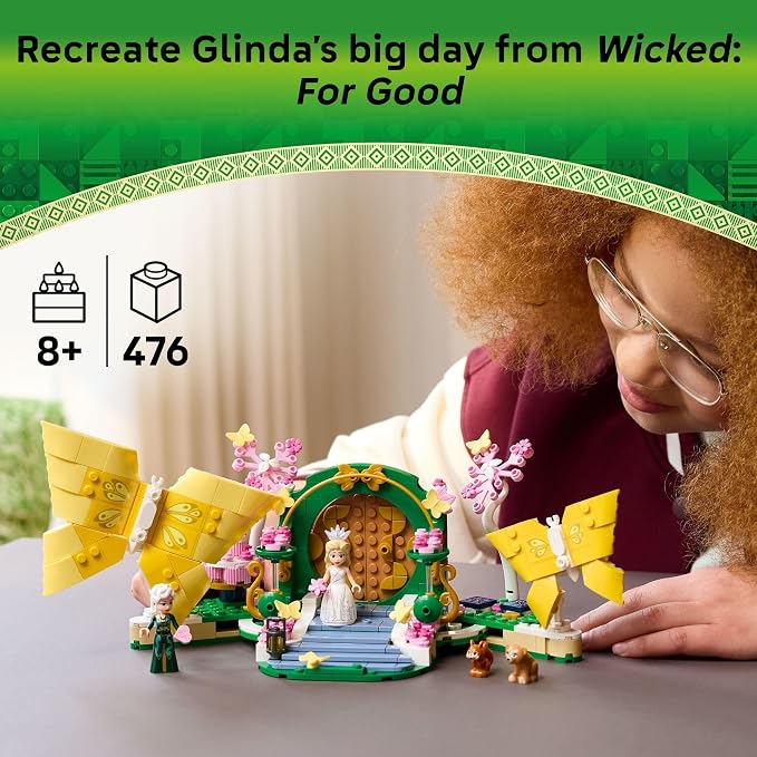 LEGO Wicked Glinda's Wedding Day Building Toy - Pretend Playset with 2 Minidolls, 2 Animal Toy Figures, & 2 Poseable Butterflies - Building Blocks for Kids, Ages 8+ - Gift for Girls & Boys - 75688