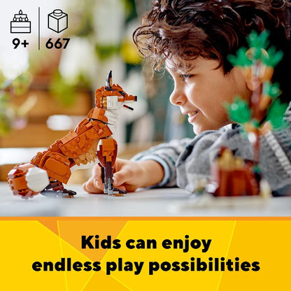 LEGO Creator 3 in 1 Forest Animals Red Fox Toys - Building Toys for Kids, Boys & Girls, Ages 9+ - W/ 3 Building Options into Fox, Owl, or Squirrel - Gift for Birthdays - 31154