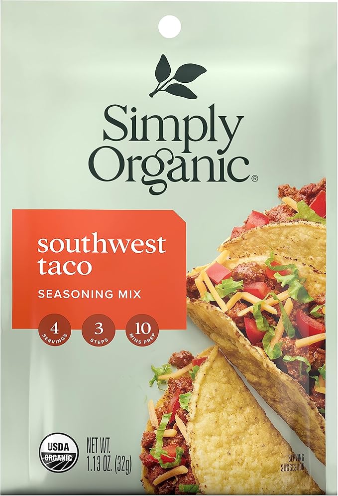 Simply Organic Southwest Taco Seasoning, Certified Organic | 1.13 oz | Pack of 3