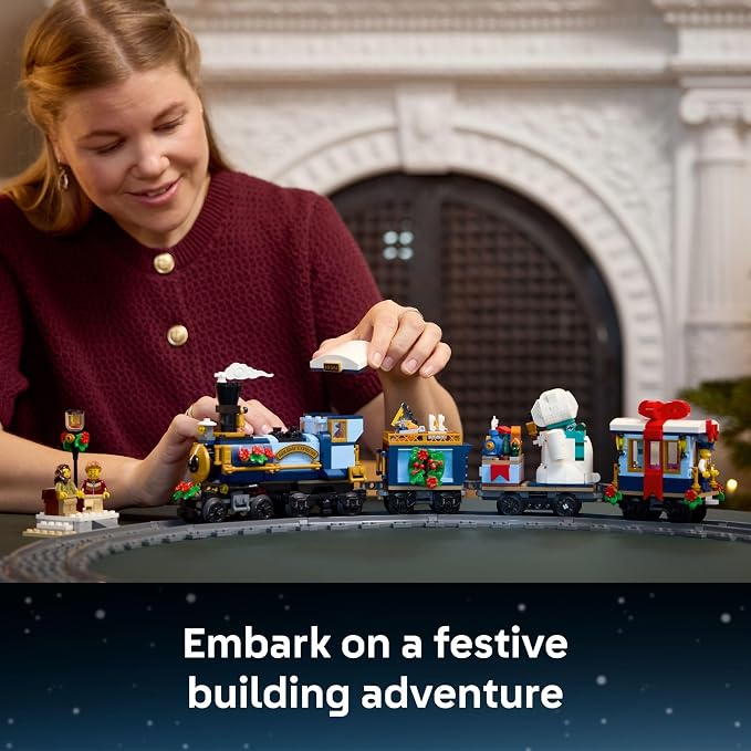 LEGO Icons Holiday Express Train Building Set for Adults, Ages 18+ - Seasonal Home Decor for Bedroom or Book Shelf - Christmas Train W/Track & 4 Minifigures - Gift Idea for Holidays - 10361