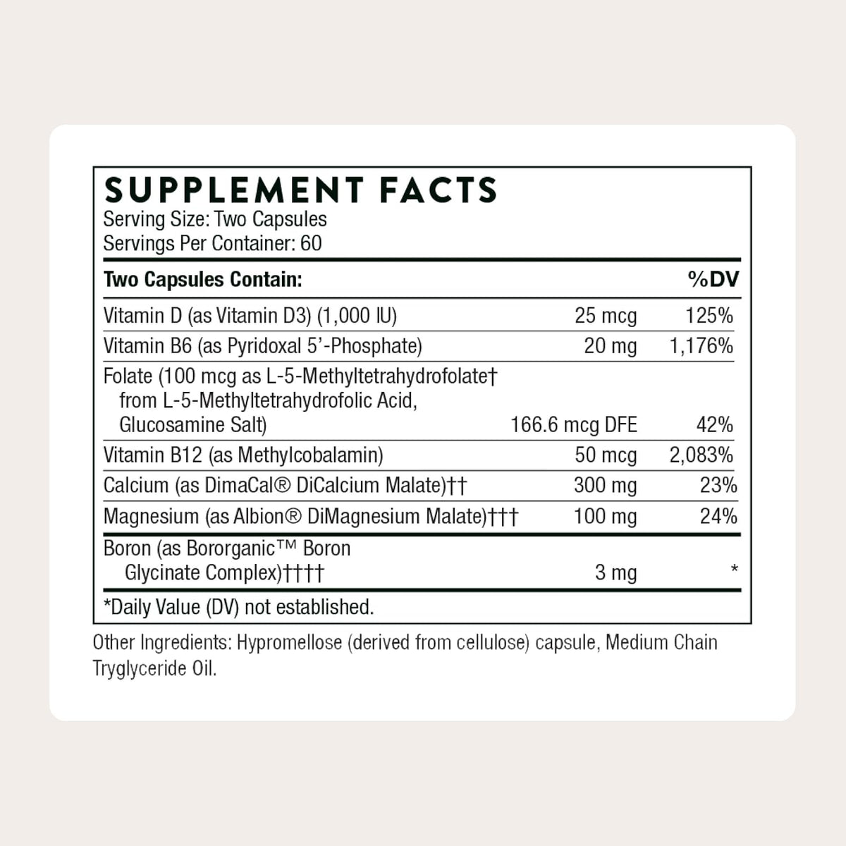 THORNE Advanced Bone Support, Calcium, Magnesium & Vitamin D3, 120 Capsules