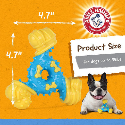 Arm & Hammer for Pets Nubbies TriBone Dog Dental Toy - Best Dog Chew Toy for Moderate Chewers - Helps Reduce Plaque & Tartar Peanut Butter Flavor Baking Soda (Pack of 2)