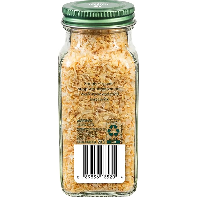 Simply Organic Certified Organic Minced White Onion, 2.21-Ounce Jar, Warm, Sweet, Salty Flavor For Stews & Soups, Kosher