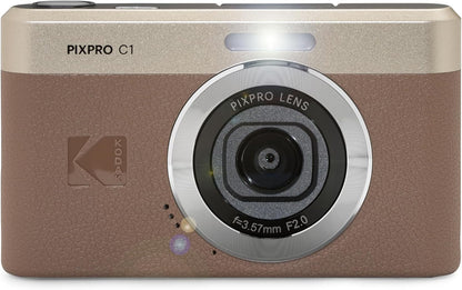Kodak PIXPRO C1 Digital Camera, 13MP Compact Point & Shoot (Brown)