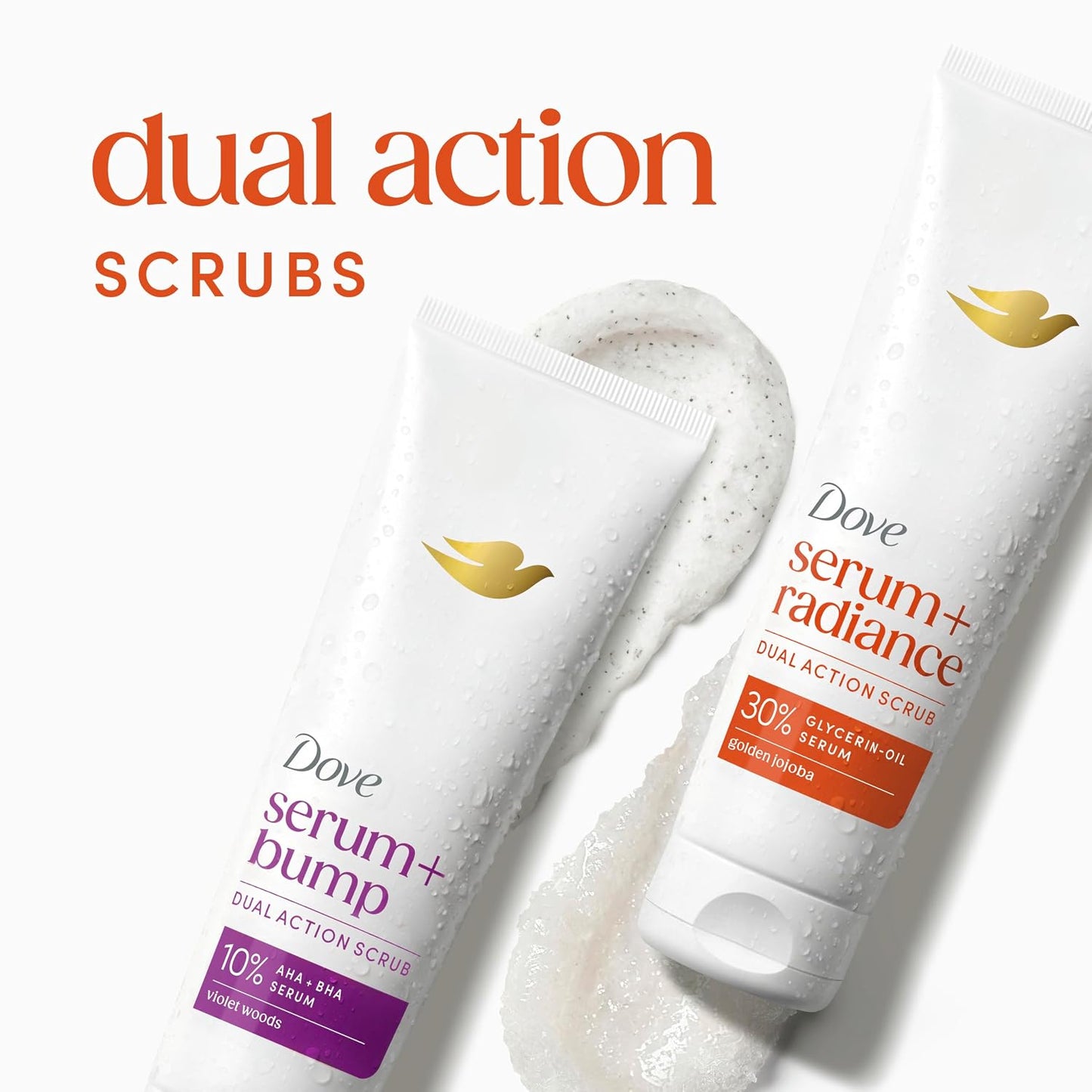 Dove Serum + Radiance Body Scrub with 30% Glycerin‑Oil Serum & Golden Jojoba for Smooth, Radiant Skin 8.5 OZ