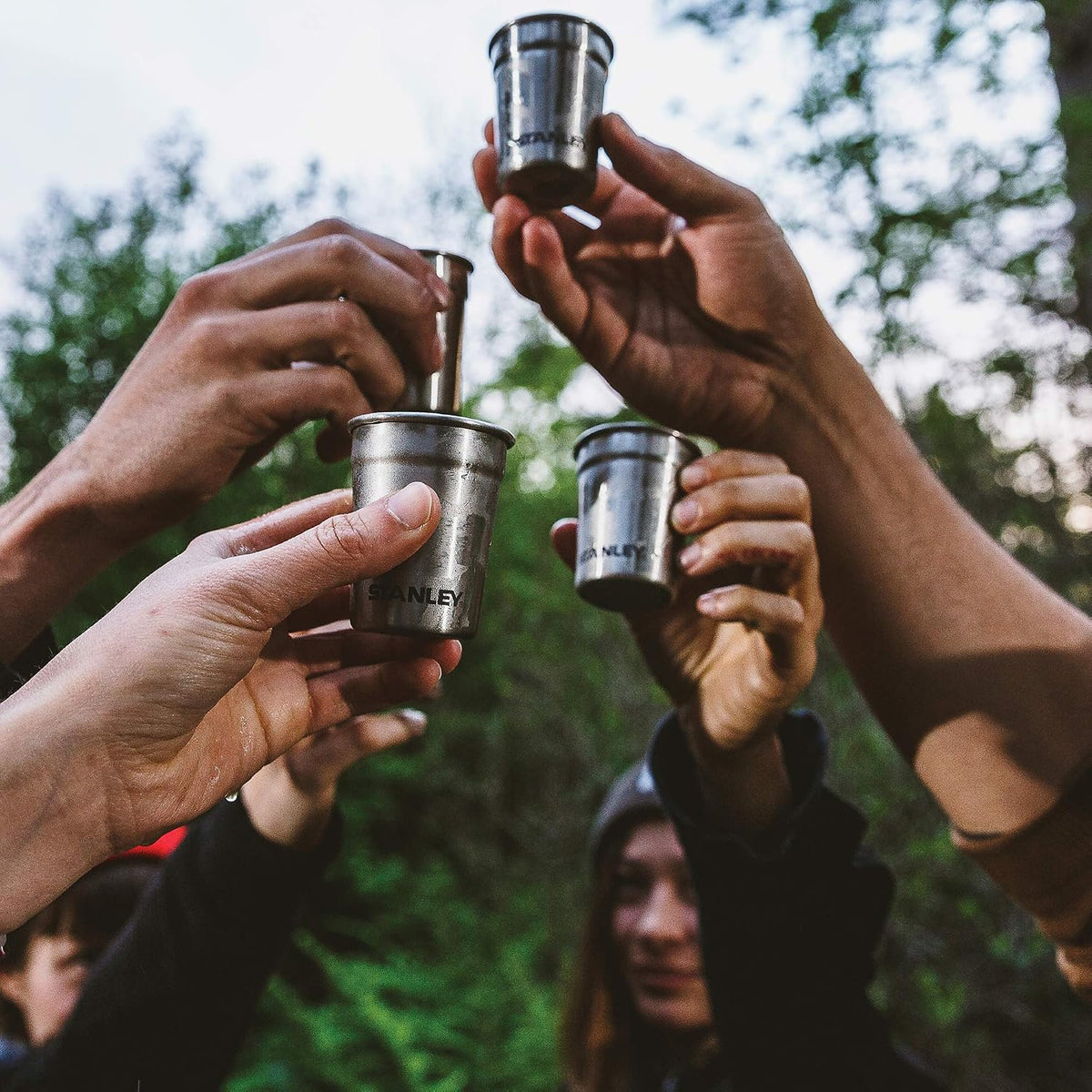 STANLEY Adventure Pre-Party Nesting Shot Glass Set | 4 Shot Glasses in Travel Carrying Case | Insulated Stainless Steel | BPA-Free | Hammertone Green