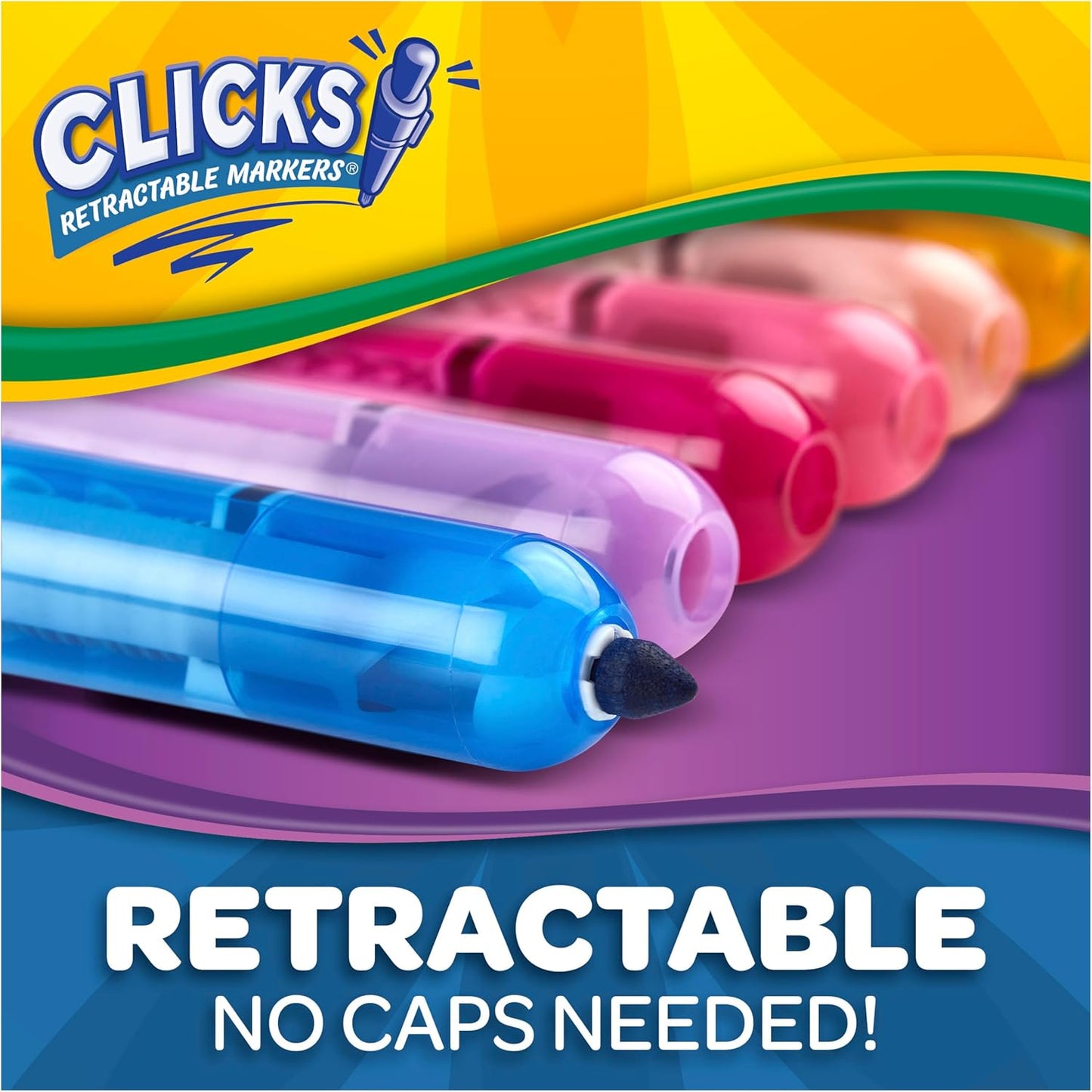 Crayola Clicks Retractable Markers Bold (10ct), Teacher Classroom School Supplies, Spring Crafts, No Dry Washable Markers for Kids | Classroom Supplies, No Dry Washable Markers for Kids