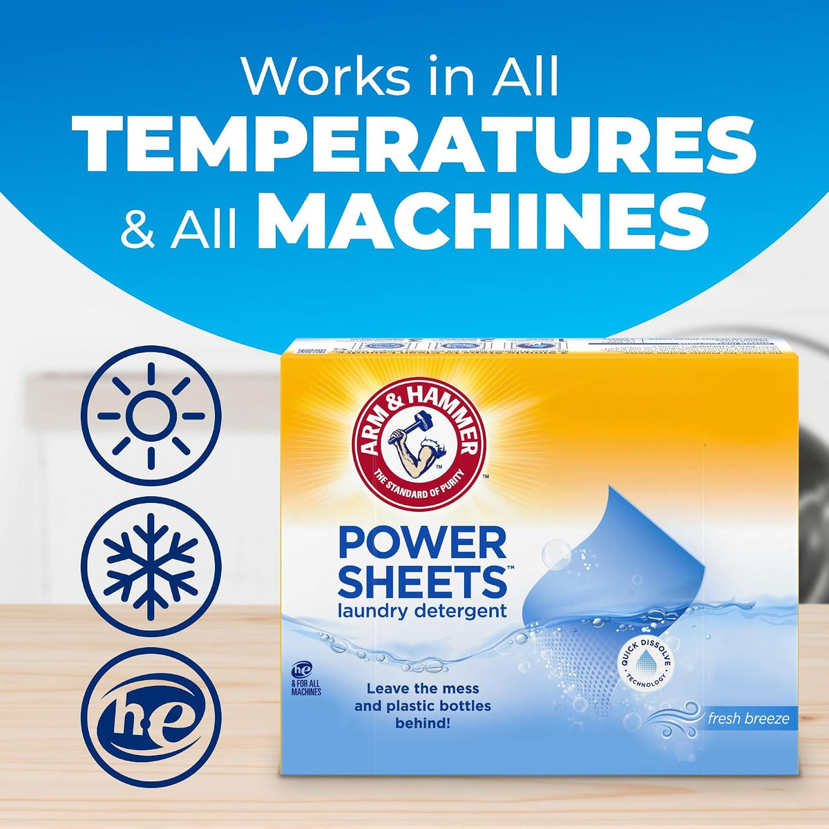 ARM & HAMMER Power Sheets Laundry Detergent, Fresh Breeze, 35 Count (Pack of 6)