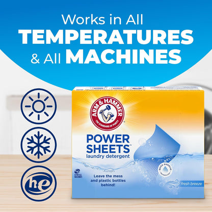 ARM & HAMMER Power Sheets Laundry Detergent, Fresh Breeze, 35 Count (Pack of 6)