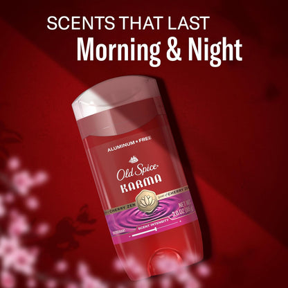 Old Spice Aluminum Free Deodorant for Men, 24/7 Odor Protection, 24/7 Signature Scent & Lasting Freshness, Goes on Clean, Karma with Cherry Spice, Black Pepper, & Sandalwood Scent, 3.0 oz