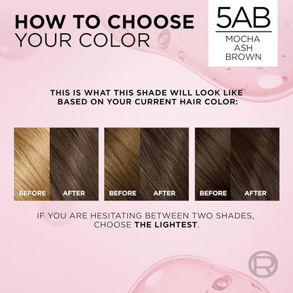 L'Oreal Paris Excellence Crème Permanent Hair Dye, Triple Care Hair Color with Hyaluronic Acid for 100% Gray Coverage, 5AB Mocha Ash Brown, 1 Kit (Packaging May Vary)