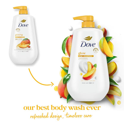 Dove 24hr Lotion Body Wash Glow Mango & Almond Butter, 30.6 oz | Moisturizing body wash with MicroMoisture for radiant-looking skin