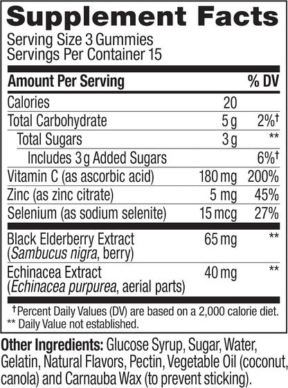 Olly Gummy Active Immunity+Elderberry, 45 Gummies (1 Pack), Berry Flavor