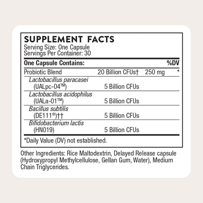 THORNE - FloraSport 20B - Shelf-Stable Probiotic Blend - Supports Gut, Immune & Digestive Health - Occasional Gas, Bloating, Diarrhea & Constipation Relief* - NSF Certified for Sport - 30 Capsules