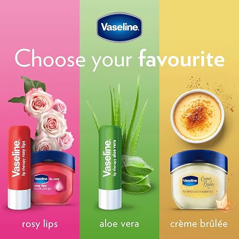 Vaseline Lip Balm for Instantly Soft Smooth Lips Crème Brûlée Lip Balm Locks In Moisture to Improve Hydration 0.25 oz