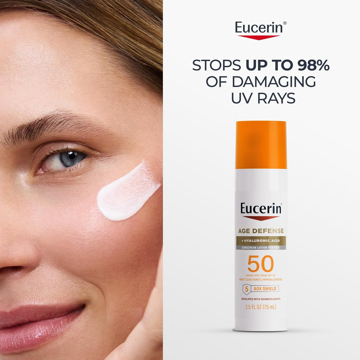 Eucerin Sun Age Defense Face Sunscreen Lotion SPF 50, 2.5 FL OZ