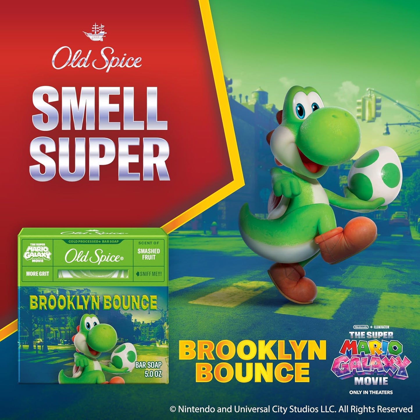 Old Spice Bar Soap for Men, x The Super Mario Galaxy Movie, Cold Pressed with Grit, Made with Natural Oils & Plant Based Cleanser, Smashed Fruit with Passion Fruit & Sunshine Scent, 5.0 oz