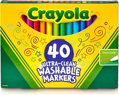 Crayola Ultra Clean Fine Line Washable Markers (40ct), School Supplies, Classroom Teacher Must Haves, Homeschool Essentials, Gifts for Kids, Ages 3, 4, 5 (Pack of 10)