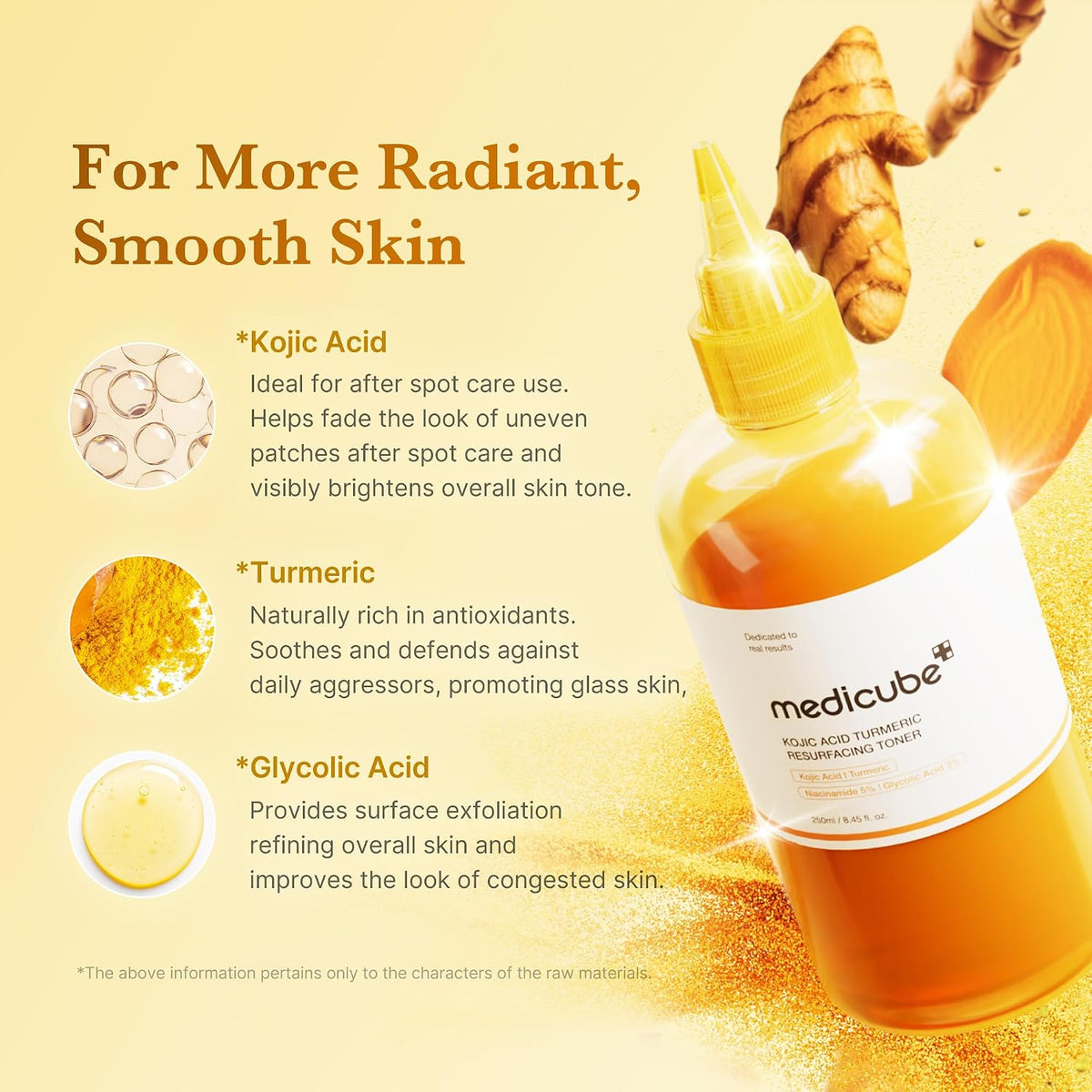 medicube Kojic Acid Turmeric Smoothing Toner for Face & Body | Lightweight Toner for Balancing Uneven Skin Tone & Texture | Niacinamide, Glycolic Acid for Clear Glass Skin | 8.45 fl.oz (Pack of 2)
