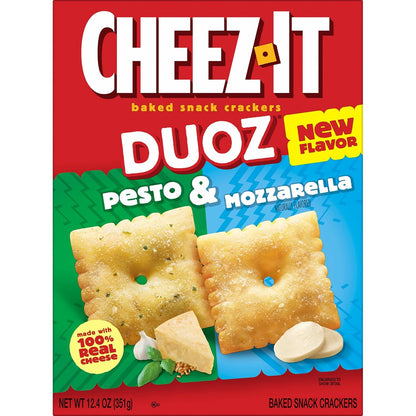 Cheez-It DUOZ Baked Snack Crackers, Lunch Snacks, Pesto and Mozzarella, 12.4oz Box (1 Box)