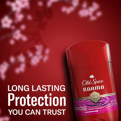 Old Spice Antiperspirant Deodorant for Men, 24/7 Sweat & Odor Protection, 24/7 Signature Scent & Lasting Freshness, Invisible Solid, Karma with Cherry Spice, Black Pepper, & Sandalwood Scent, 2.6 oz