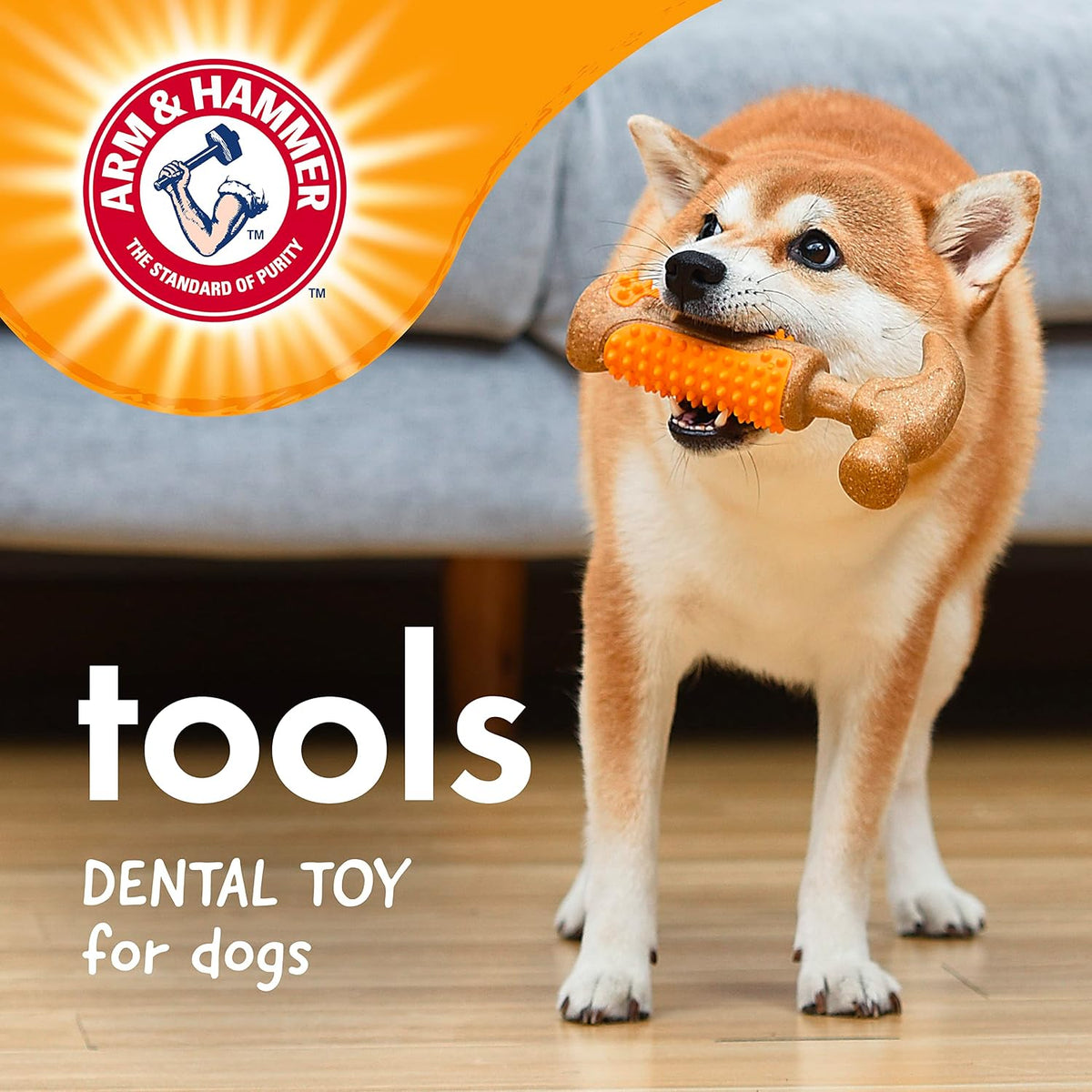 Arm & Hammer Chew Tools Compressed Wood Hammer Dog Chew Toy, 7 In