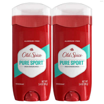 Old Spice Aluminum Free Deodorant For Men, High Endurance, 24/7 Sweat Defense to Eliminate Odors, 24/7 Freshness & Lasting Scent, Pure Sport Scent, 3.4 oz (Pack of 2)