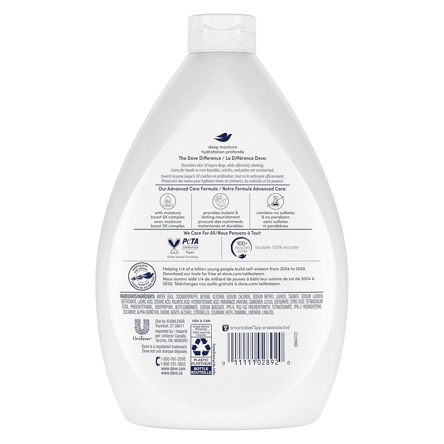 Dove Advanced Care Hand Wash Refill Deep Moisture – Value Size, Pack of 3 (34 oz Refill Bottles) | Moisturizing Liquid Hand Soap for Dry Skin