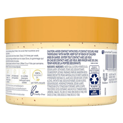 Dove Scrub Crushed Almond & Mango Butter For Silky Smooth Skin Body Scrub Exfoliates & Restores Skin's Natural Nutrients 10.5 oz