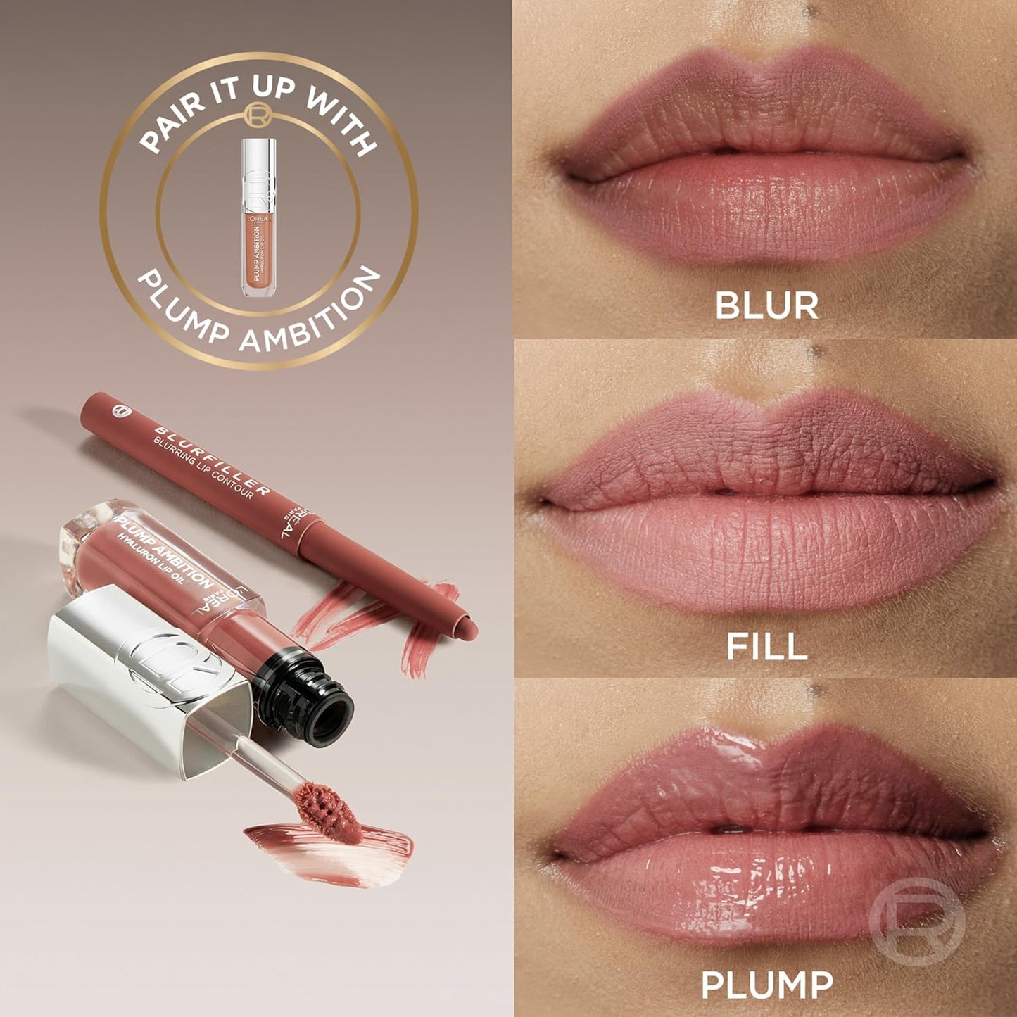 L'Oreal Paris Blurfiller Lip Liner, Lightweight, Buildable, and Sculpting Lip Pencil, Line, Define, and Contour for Fuller-Looking Lips, Worth It Medium, 0.21 oz