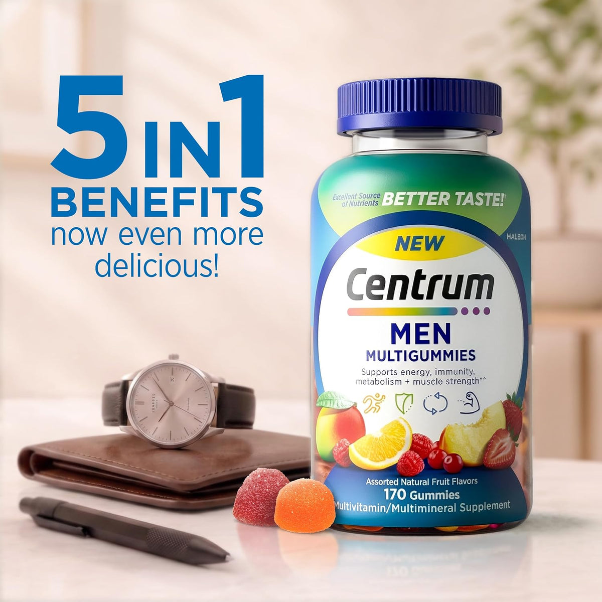 Centrum MultiGummies for Men, Assorted Fruit Flavors, 170 Count