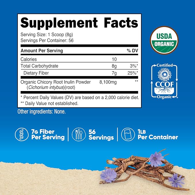 Nutricost Organic Inulin Powder 1LB (454 Grams) Certified USDA Organic