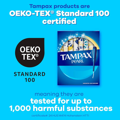 Tampax Pearl Tampons for Women, with LeakGuard Braid, Ultra Absorbency, Unscented, 60 Count