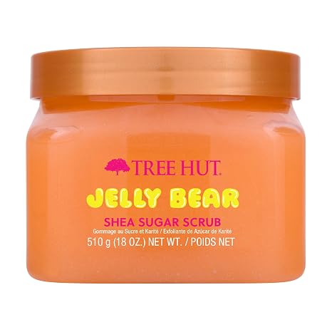 Tree Hut Jelly Bear Body Scrub, Exfoliating & Hydrating Sugar Scrub with Shea Butter & Essential Oils, Smooth Skin, Body Exfoliator For All Skin Types, Self Care Gifts for Women, Vegan, 18 Oz