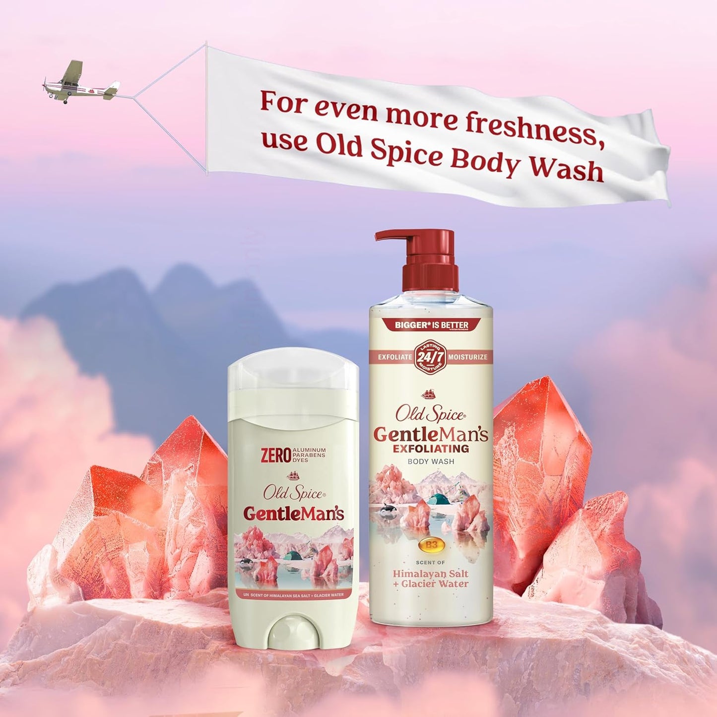 Old Spice GentleMan's Aluminum Free Dry Feel Deodorant for Men,24/7 Lasting Freshness,Gentle on Skin with Skin Conditioners,Himalayan Sea Salt + Glacier Water Scent,3.0 oz,(Pack of 6)