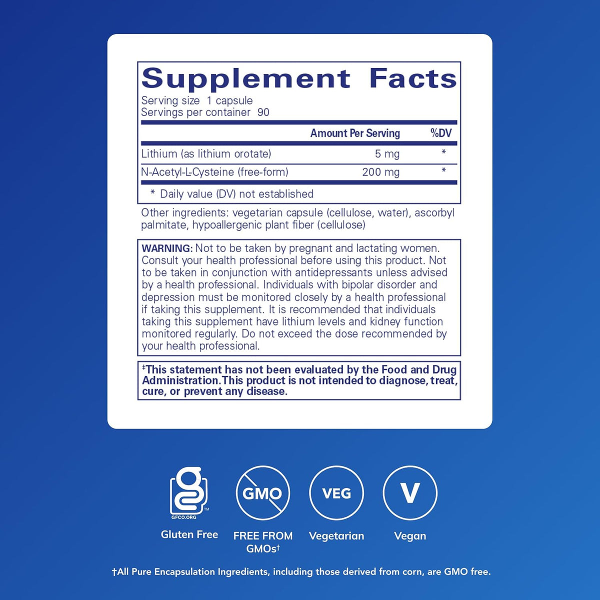 Pure Encapsulations Lithium Orotate 5 mg, 90 Capsules