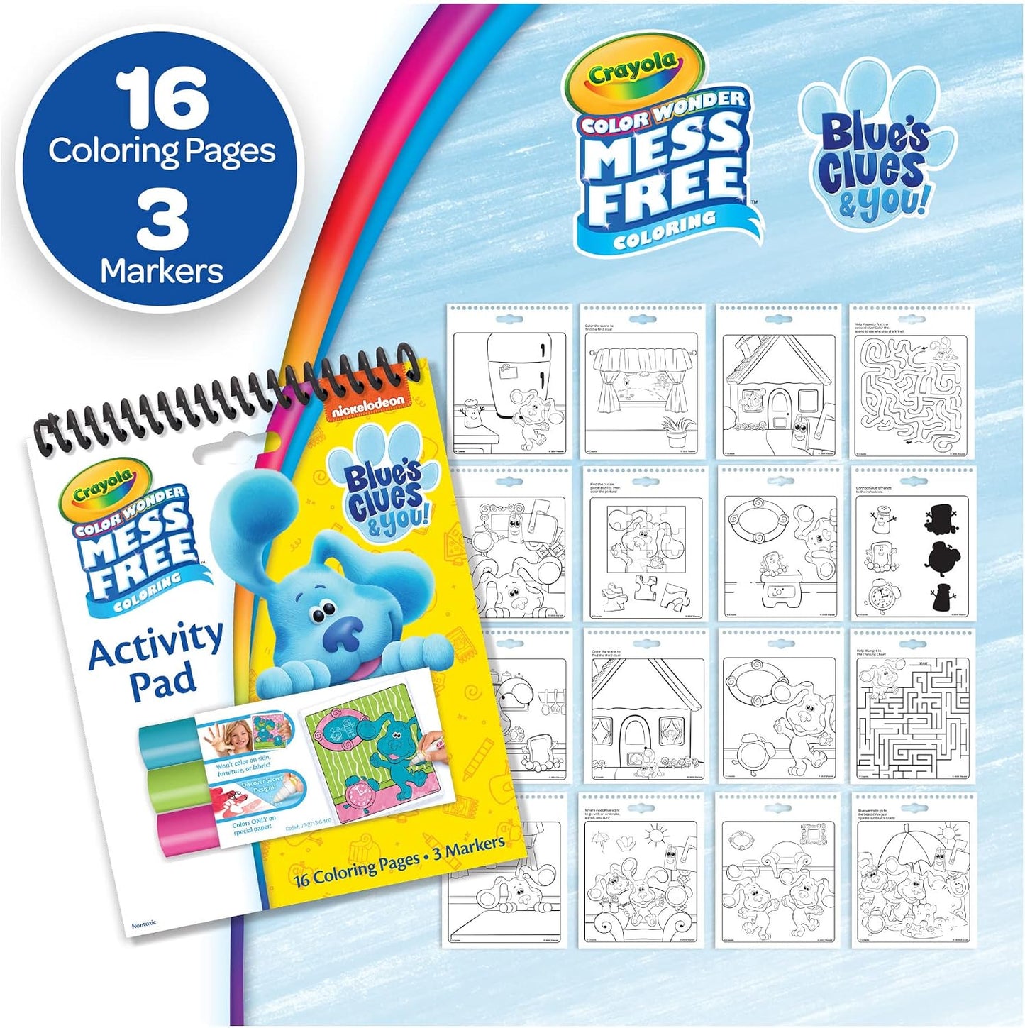 Crayola Nickelodeon Color Wonder Activity Pad Bundle (3pk), Mess Free Coloring Set for Toddlers & Kids, Blue’s Clues, Paw Patrol & Baby Shark, Gift for Kids, 3+
