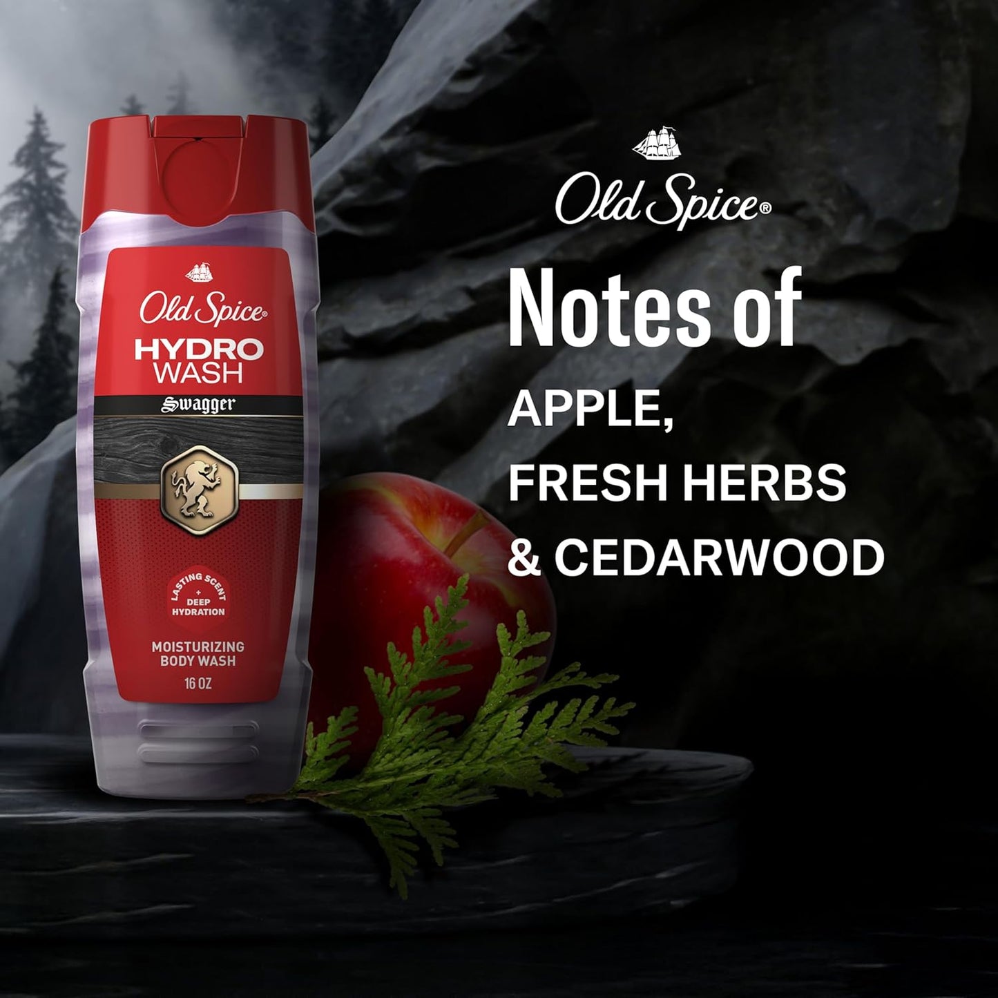 Old Spice Moisturizing Body Wash for Men, Hydro Wash, 2-in-1 Long Lasting Scent & Deep Hydration, 24/7 Shower Fresh, Smoother Swagger Scent, 16 oz (Pack of 4)