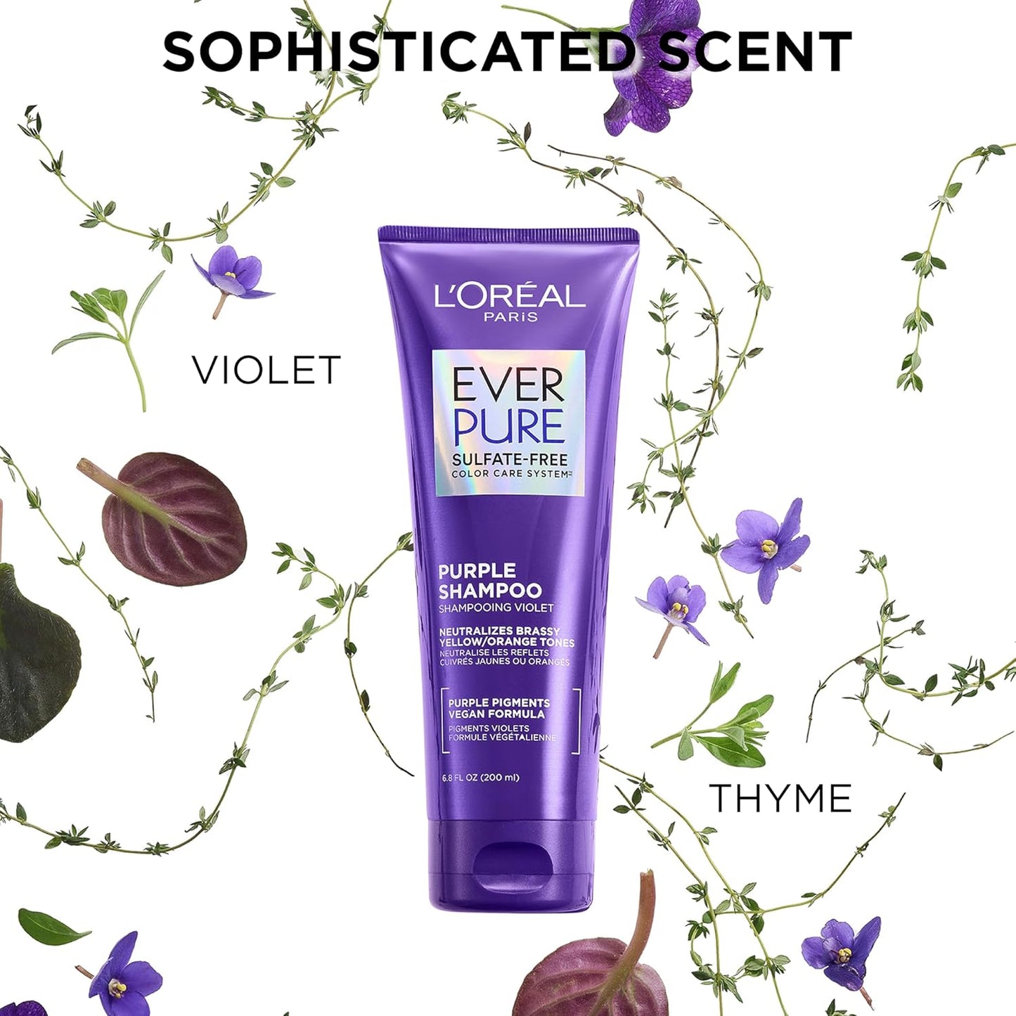 L'Oreal Paris EverPure Purple Shampoo and Conditioner Set, Sulfate-Free Brass Toning for Blonde, Bleached, Highlighted, Silver or Gray Color-Treated Hair, 6.8 Fl Oz, Pack of 6