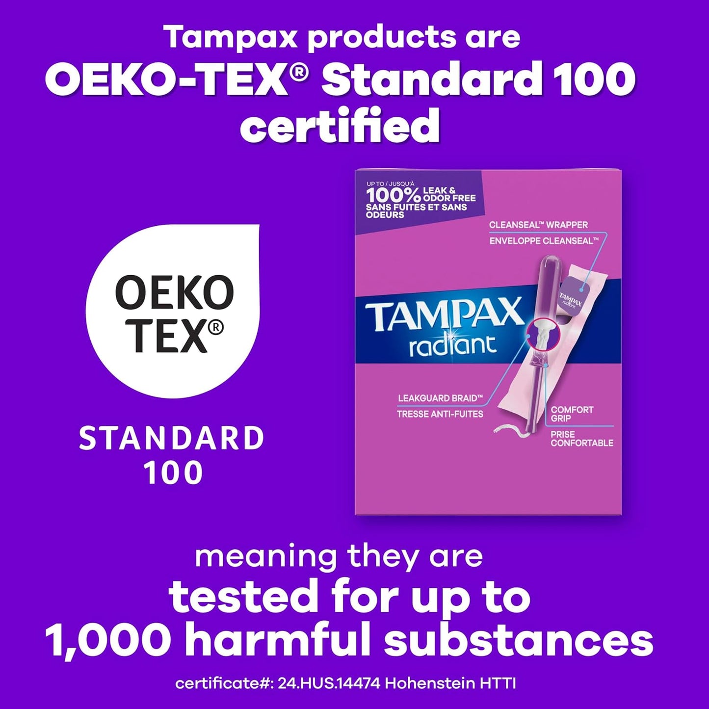 Tampax Radiant Tampons for Women Multipack, with LeakGuard Braid, Regular/Super/Super Plus Absorbency, Unscented, 112 Count (4 Packs of 28), Packaging May Vary