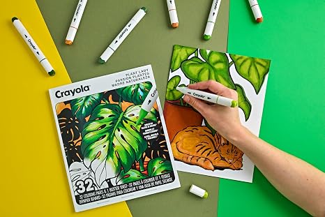 Crayola Plant Lady Adult Coloring Book, 32 Pgs, Alcohol Marker Friendly Paper, Mindfulness & Screen Free Activity for Adults and Plant Parents