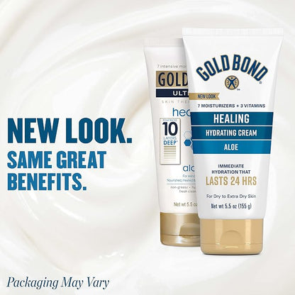Gold Bond Healing Hydrating Lotion, 14 oz., With Aloe, Moisturizes, Immediate 24-Hour Hydration & Healing Skin Therapy Lotion with aloe 5.5 oz., Non-Greasy & Hypoallergenic