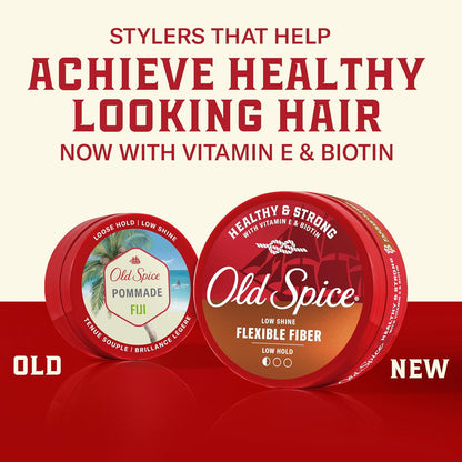 Old Spice Flexible Fiber for Men, Healthy & Strong with Vitamin E & Biotin, Men's Hair Styling Fiber, Low Hold, Low Shine, 2.22 oz, Twin Pack