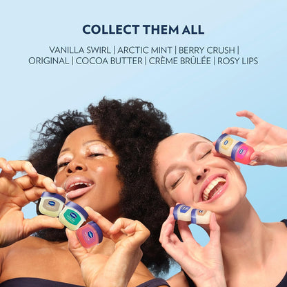 Vaseline Lip Therapy Variety 8-Pack – Original, Crème Brûlée, Rosy Lips, Cocoa Butter Mini Lip Balms for Soft, Glowing, and Deliciously Kissable Lips, 0.25 Oz Ea