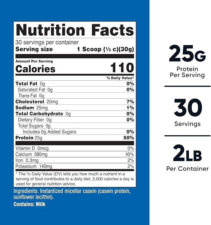 Nutricost Casein Protein Powder 2lb (Unflavored)