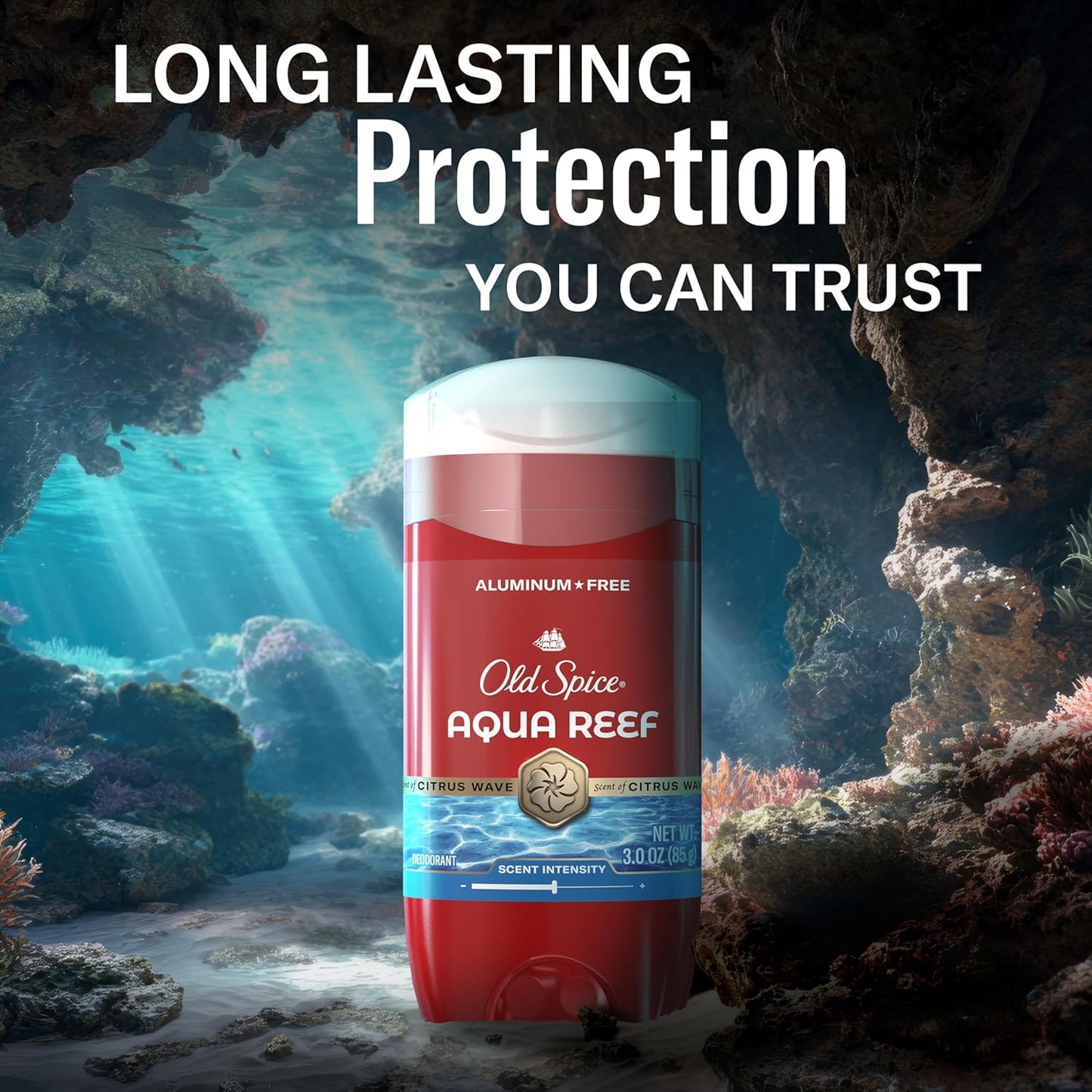 Old Spice Aluminum Free Deodorant for Men, 24/7 Odor Protection, 24/7 Freshness & Lasting Scent, Aqua Reef with Cypress Scent, 3.0 oz