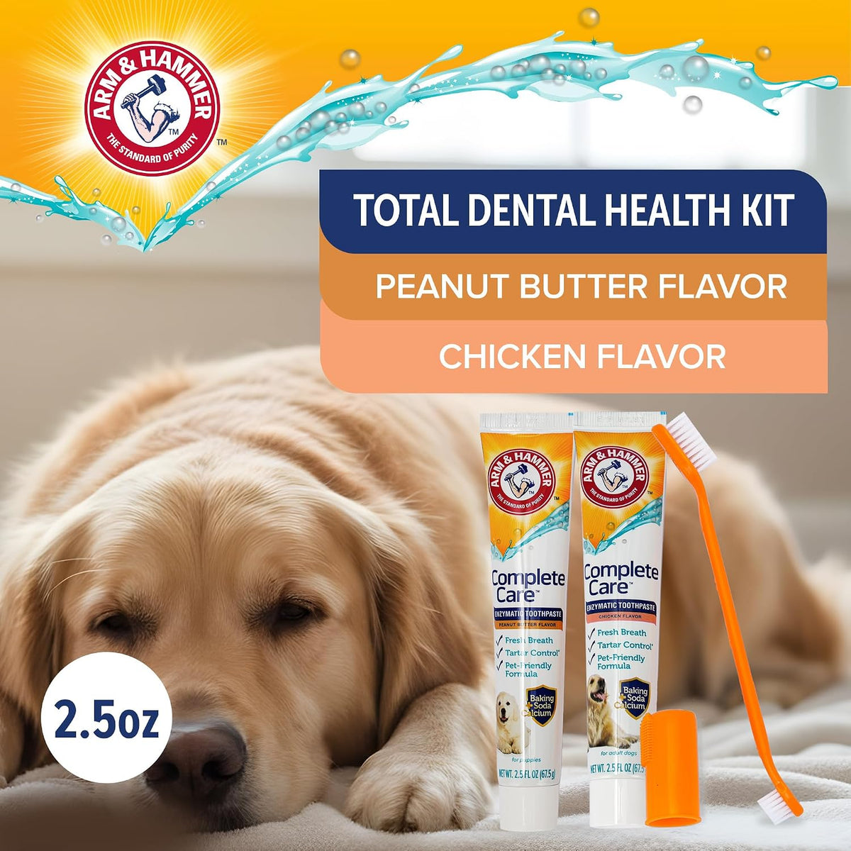 Arm & Hammer Complete Care Dog Dental Kit, 2 Flavors, 2.5 Oz Each