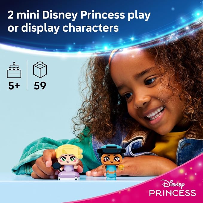 LEGO Disney Princess Mini Jasmine & Rapunzel Building Toy - Princess Toys for Girls & Boys, Ages 5+ - Disney Gifts for Kids - 43303